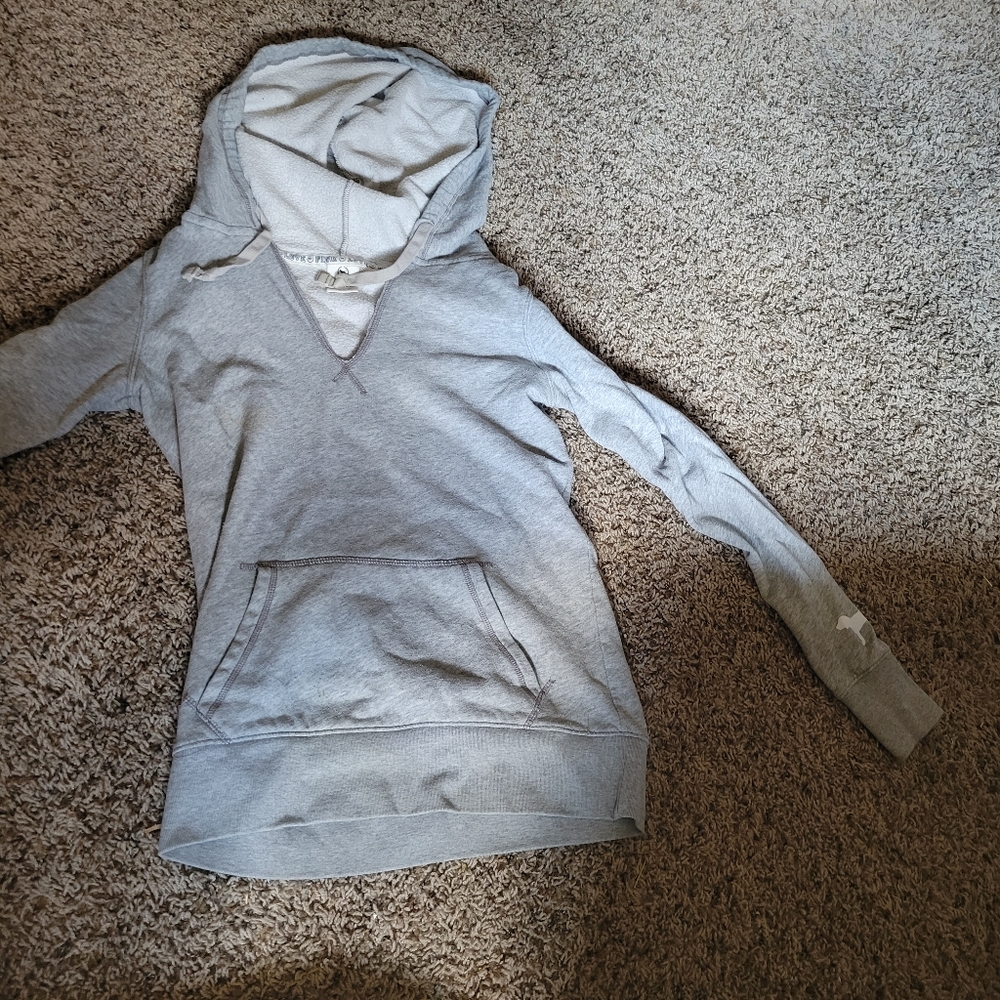 pink victorias secret grey v neck hoodie